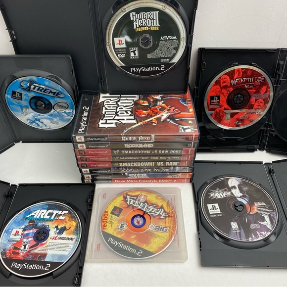 Sony Video Games & Consoles Ps2 Game Bundle 4 Wwe Wwf Wcw Guitar Hero Rock Band Bmx 3xtreme